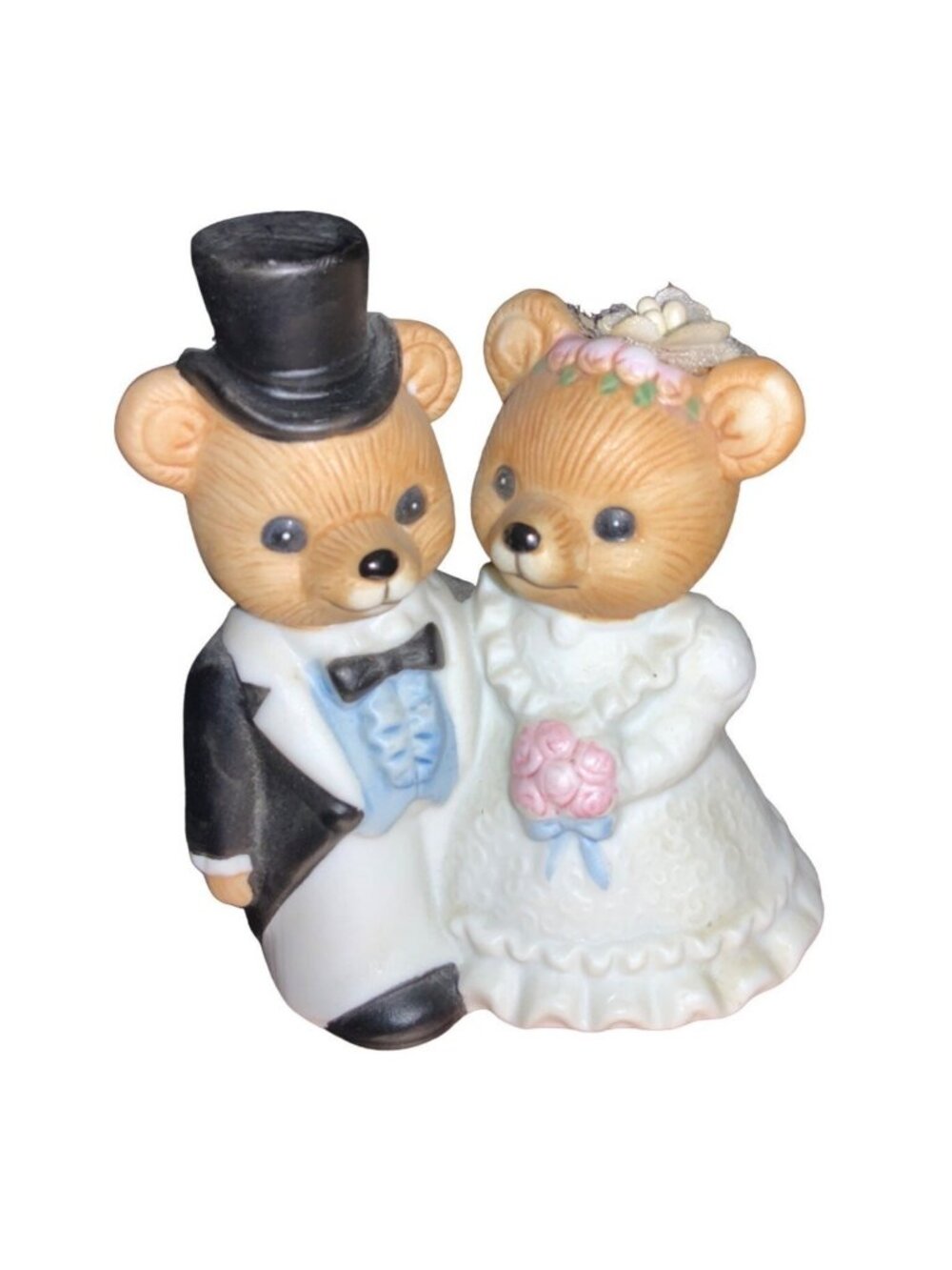 HOMCO Ceramic Wedding Bear Couple Figurine Bride and Groom Decoration
